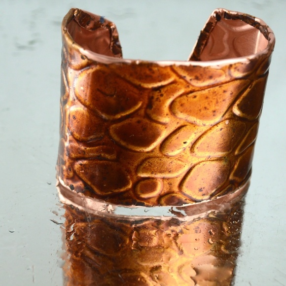 Cobblestone Copper Cuff Bracelet Boho Gift Gladiator Spartan Statement Jewelry H - Picture 5 of 6